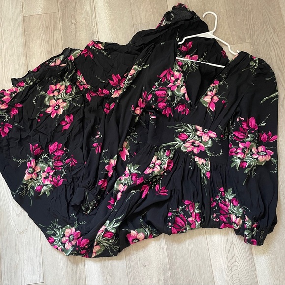 Trashy Diva Dress floral long sleeve maxi womens Black Pink (size 12) party chic - Picture 5 of 8